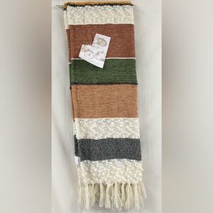 NWT Shabby Chic Colorblock Knit Autumn Winter Oversized Throw Blanket w/ Fringe